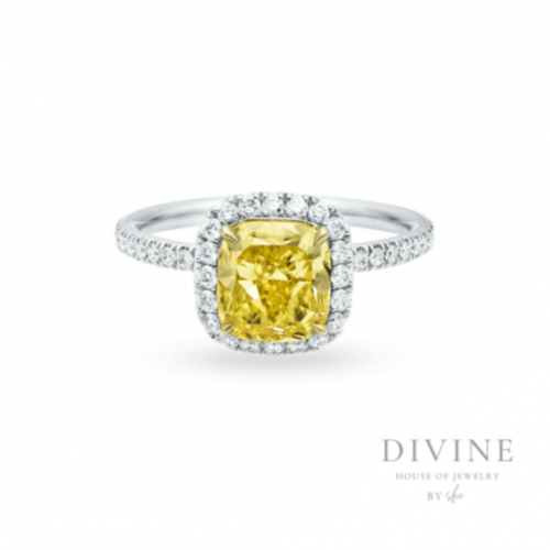 yellow square silver 925 ring