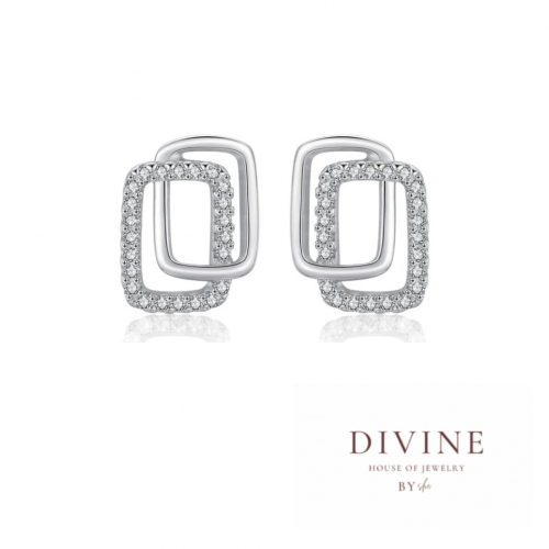 Double Geometric silver 925 earrings