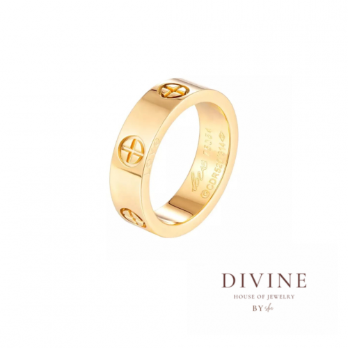 steel love gold plated ring