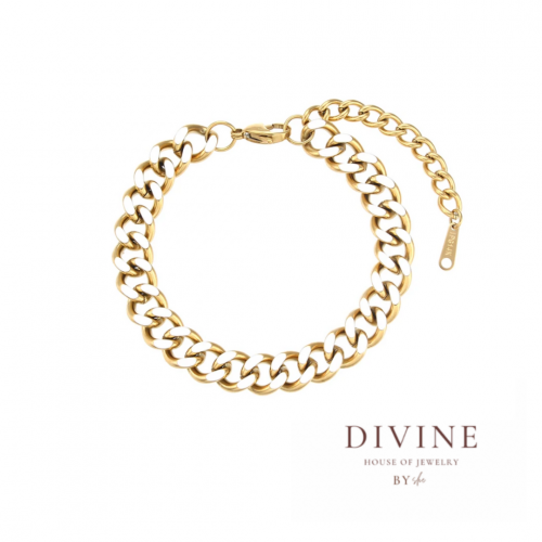 gold plated steel white lines bracelet