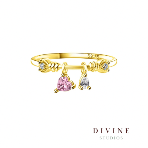 Dangle Heart gold plated silver 925 ring