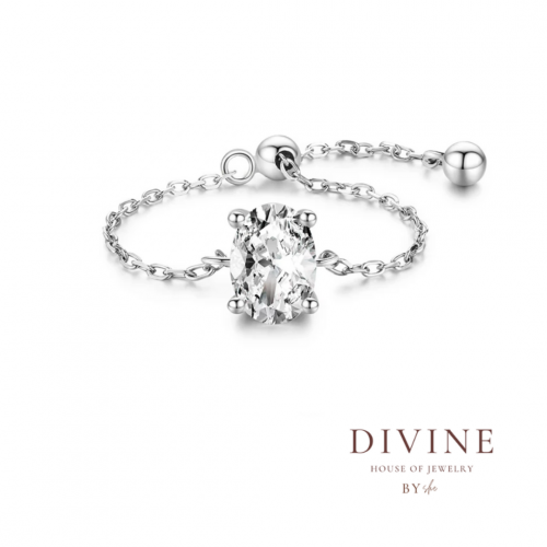 clear square stone resizable silver 925 ring