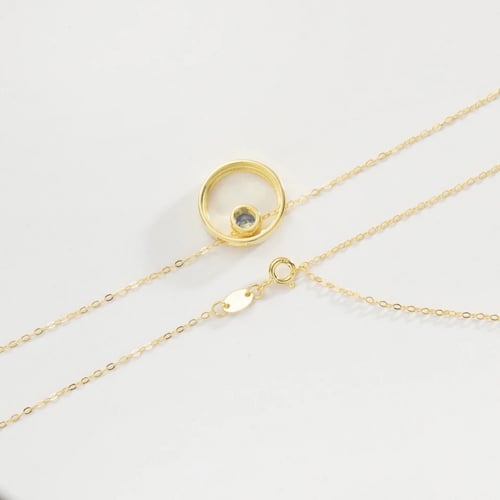 topaz move blue round stone silver 925 necklace