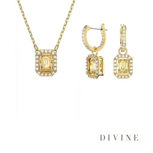dancing golden yellow stone necklace & earrings se...