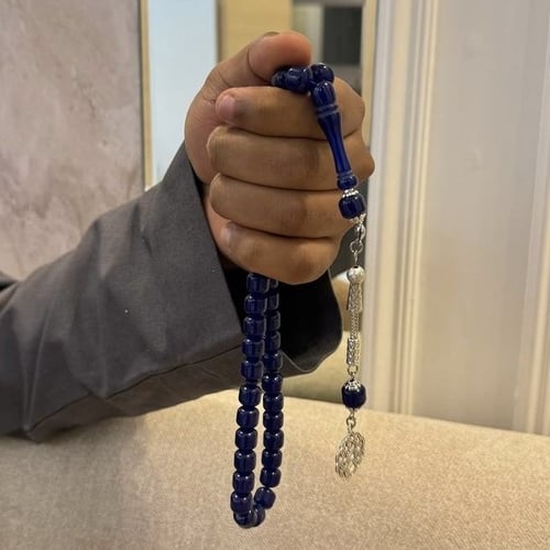 سبحة بكلايت حجر مربع ازرق