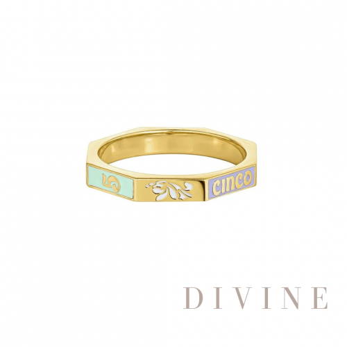 Enamel punk colorful gold plated silver 925 ring