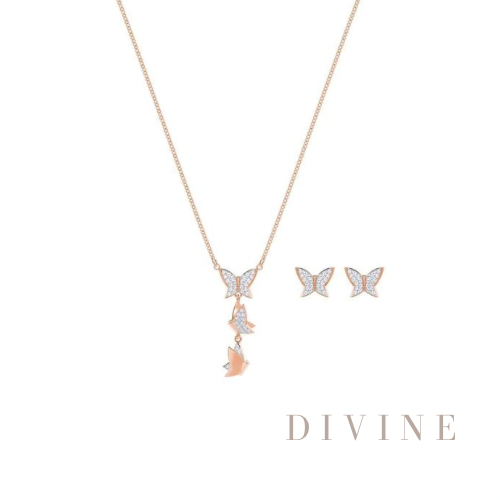 butterfly set hypoallergenic rhodium plate