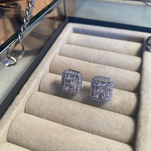 Geometric Stud silver earrings