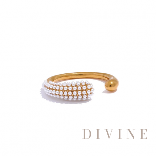 resizable gold plated pearl ring