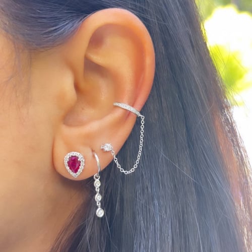 water drop clear stone silver 925 earrings