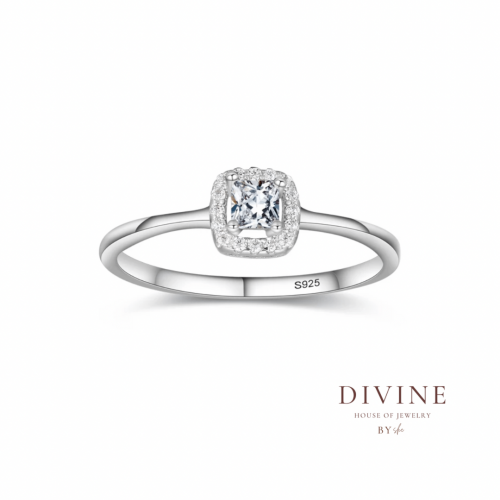 Asscher cut simple 925 silver ring