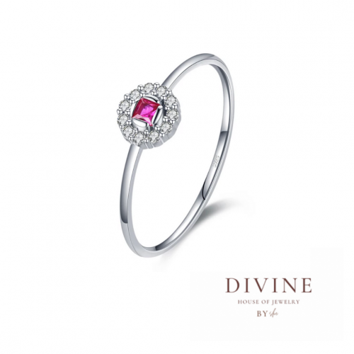 Red Crystal silver 925 ring