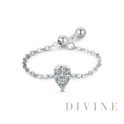 Silver 925 adjustable drop shaped ring