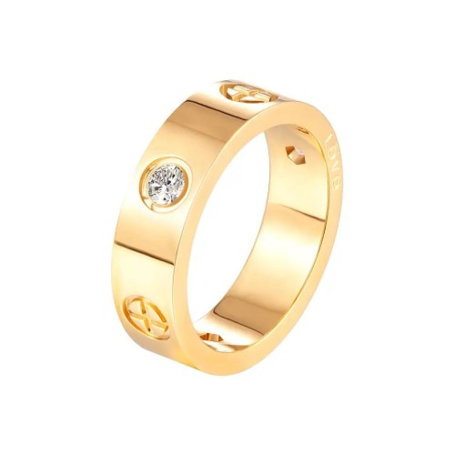 steel love gold plated ring