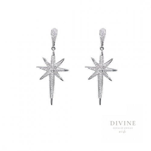 حلق مطلي فضة بتعليقه نجم