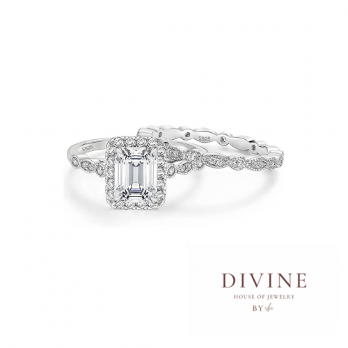 engagement silver 925 double square ring