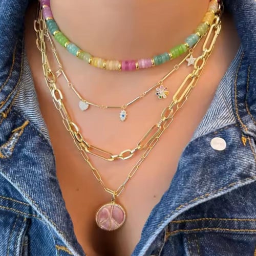 Fun charms gold plated copper Necklace