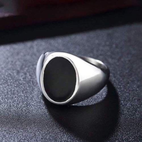 men stainless steel black ring
