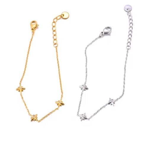 Pointed Star stainless steel gold bracelet