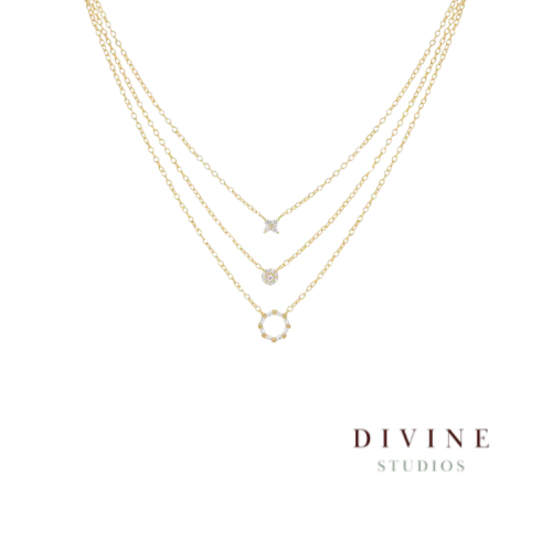 Three layers gold plated silver 925 necklace