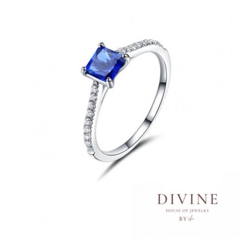 square blue silver 925 ring