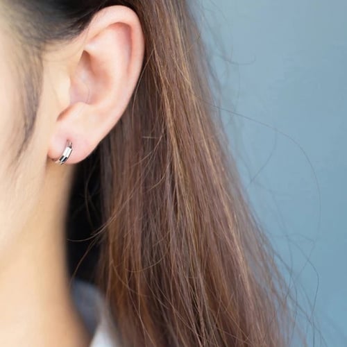 Stereoscopic hoop silver 925 earrings