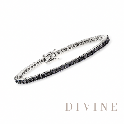 Black stone tennis 2mm silver 925 bracelet