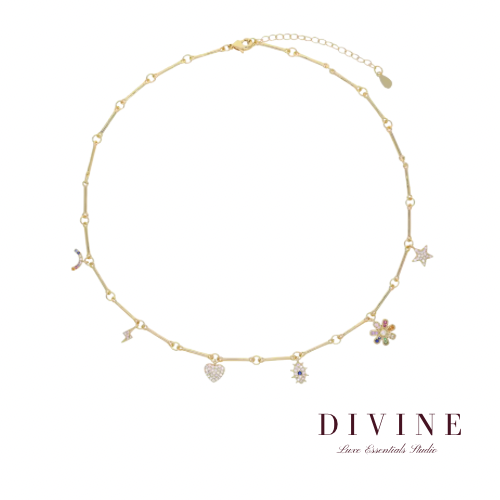 Fun charms gold plated copper Necklace