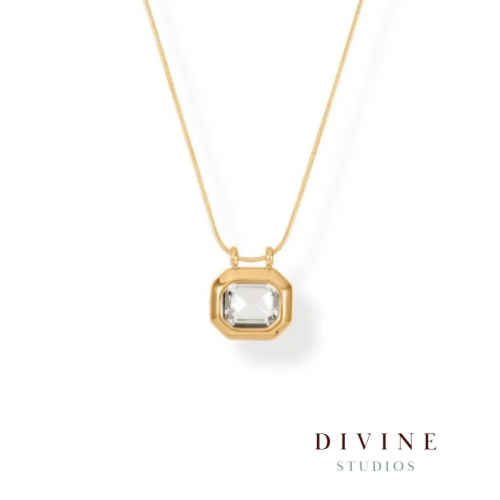 Bling Square gold plated steel necklace