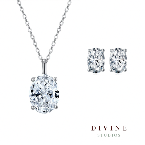 Oval cut stone silver 925 set