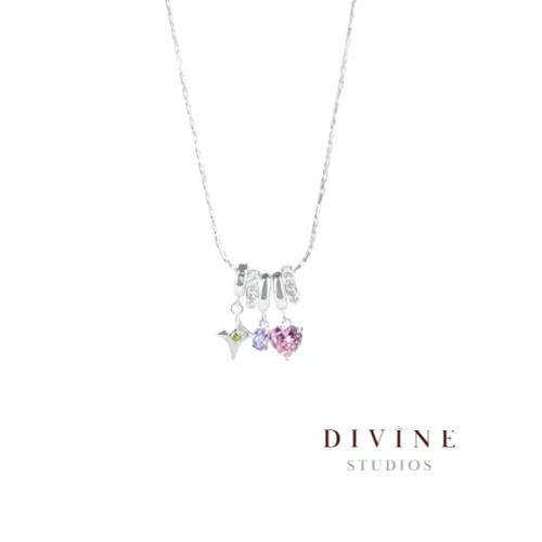 multiple charms silver necklace