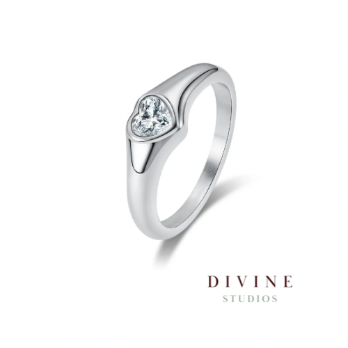 Charming heart Stainless Steel silver ring