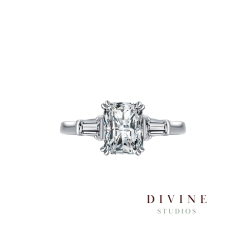 White square stone silver 925 ring