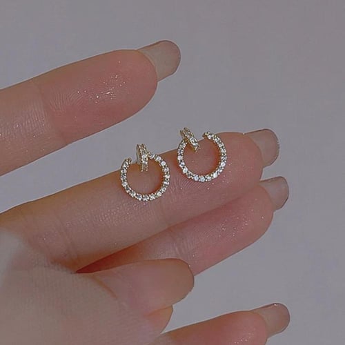 Tiny circle silver 925 gold earrings
