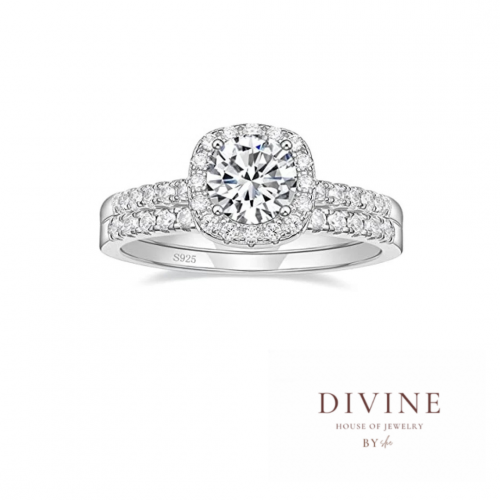 engagement silver 925 double drop round ring