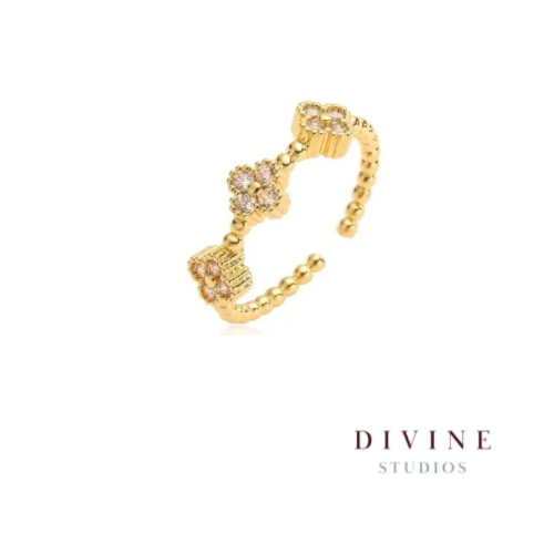 Flower gold plated steel ring