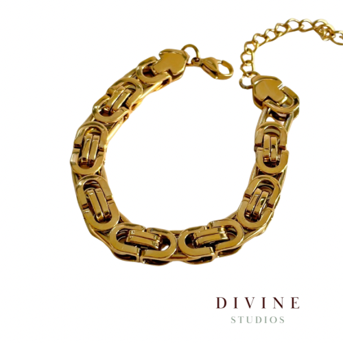 Snake cut gold plated steel bracelet