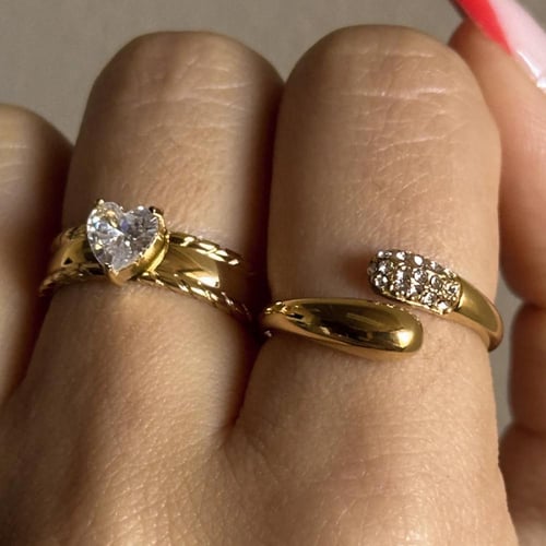 heart dainty stainless steel ring