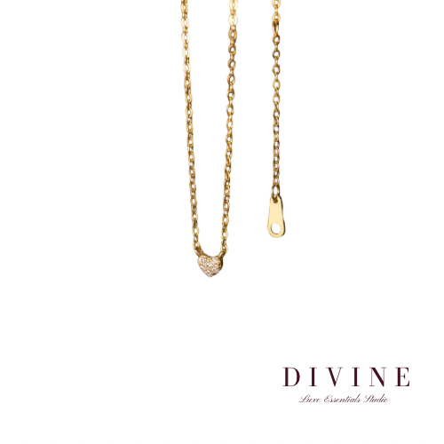 micro heart gold necklace