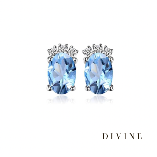 Natural Sky Blue Topaz silver 925 earrings