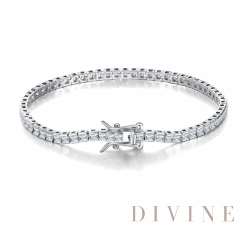 Square stone tennis silver 925 bracelet