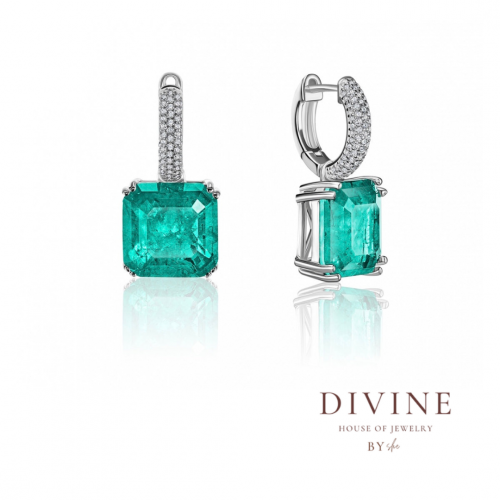 Emerald Drop silver 925 Earrings