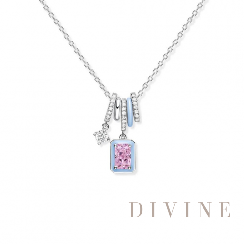 Charming light blue Multiple Circle silver 925 nec...