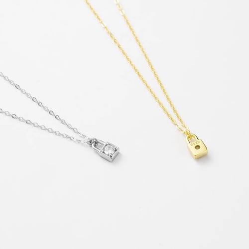 two gold & silver 925 locks necklaces