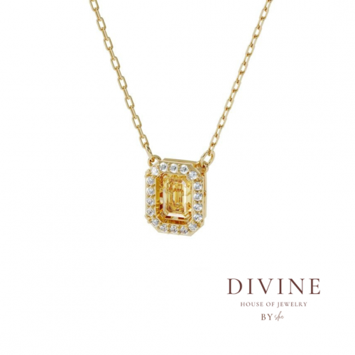gold yellow dancing stone silver necklace