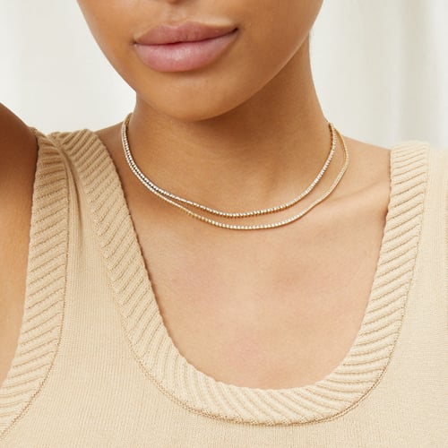 Tennis gold plated 2mm stainless steel necklace
