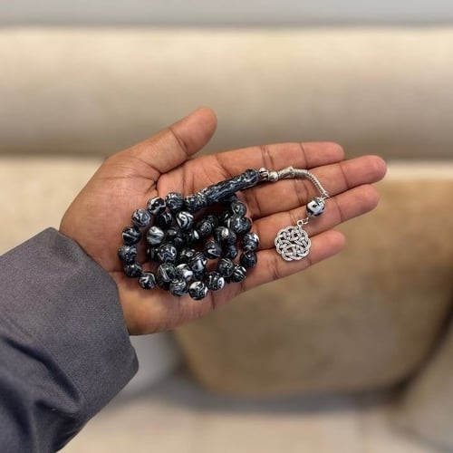 سبحة بكلايت أسود / ابيض مطعم