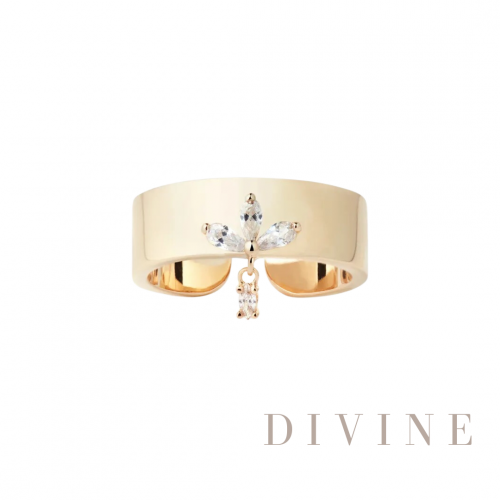Flower Resizable gold plated silver 925 ring