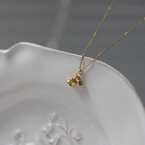 Twin flower gold plated necklace