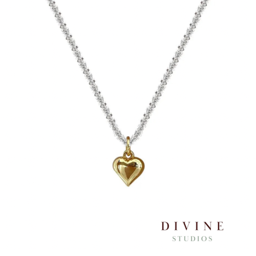 Mixed silver & gold silver 925 necklace